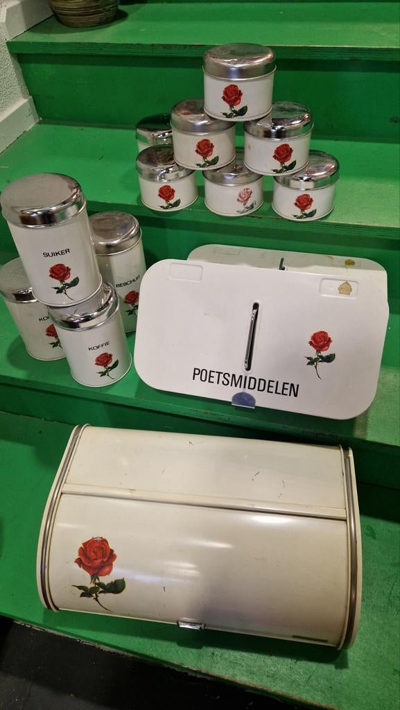 Brabantia verzameling met roos opdruk, Verzamelen, Blikken, Ophalen of Verzenden, Gebruikt, Overige