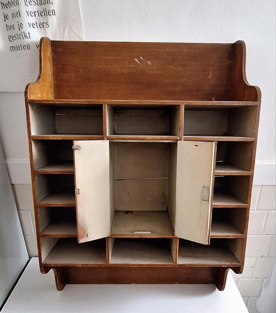 Vintage houten vakkenkast, grutters kruideniers kast kastje, Ophalen, Gebruikt, Vintage, Nvt