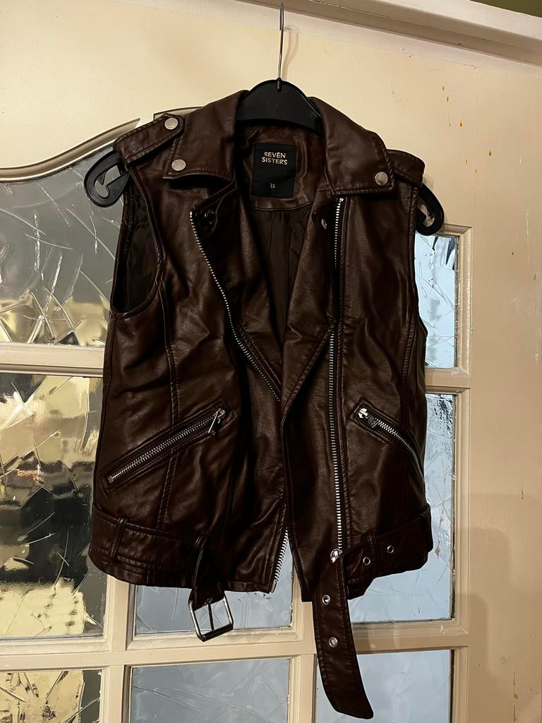 Leren gilet van Seven Sisters (bruin) - Maat XS, Ophalen of Verzenden, Zo goed als nieuw, Maat 34 (XS) of kleiner, Bruin