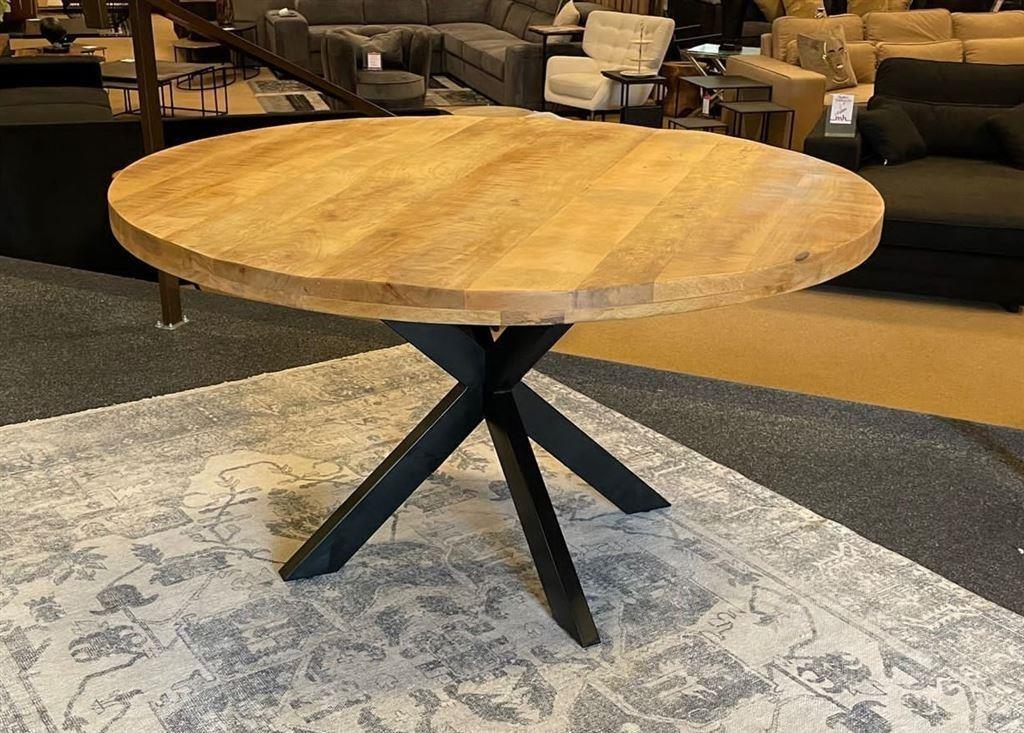 Eettafel mango rond140 met spinpoot Direct/leverbaar E-1856