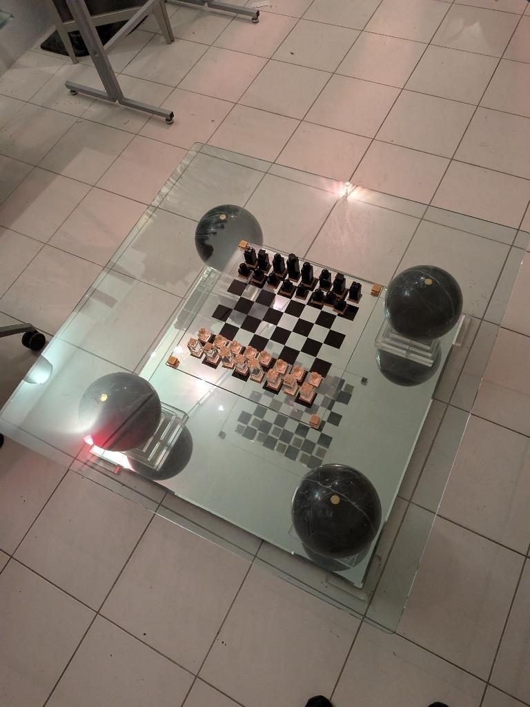 Vintage Roche Bobois salontafel, Ophalen, Vierkant, Minder dan 50 cm, 100 tot 150 cm