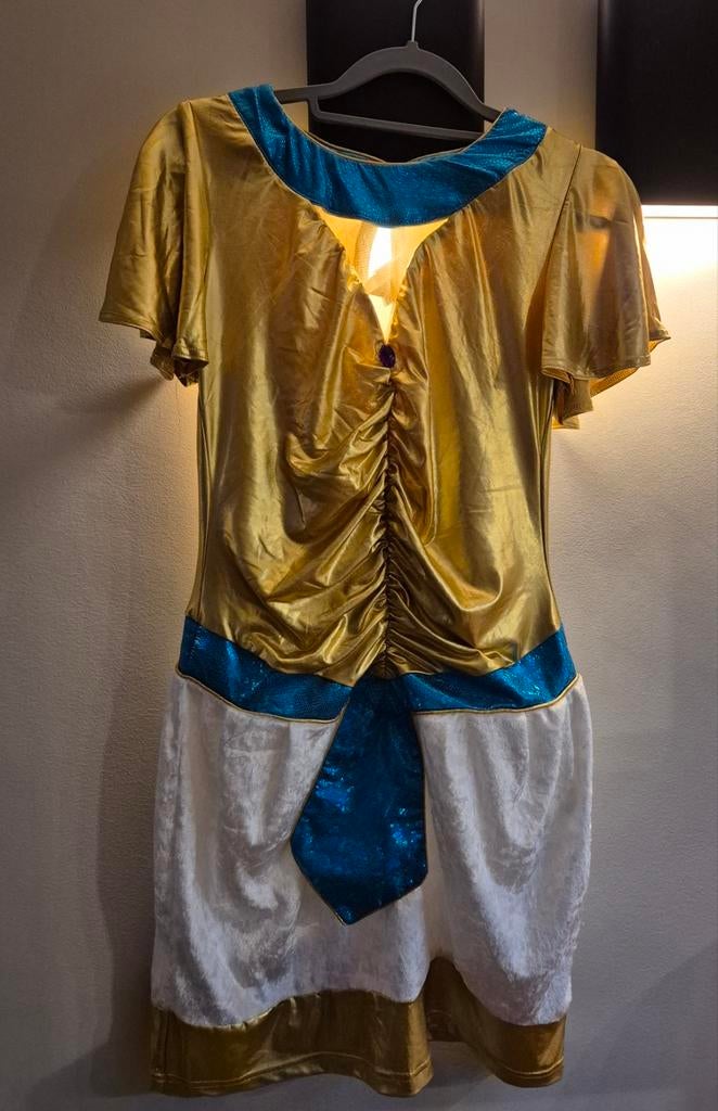 Egyptische koningin Cleopatra jurkje met mutsje, Ophalen of Verzenden, Zo goed als nieuw, Maat 38/40 (M), Carnaval