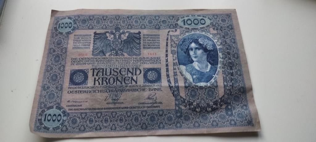 Oostenrijk-Hongarije 1000 Kronen Bankbiljet 1922, Ophalen of Verzenden, Overige landen, Losse munt