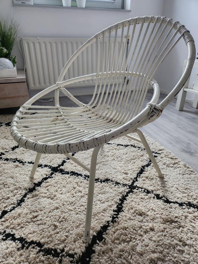 Vintage Rohe stoeltje, bamboe/riet, 2 stuks, Huis en Inrichting, Stoelen, Ophalen, Rohe vintage, Gebruikt, Twee