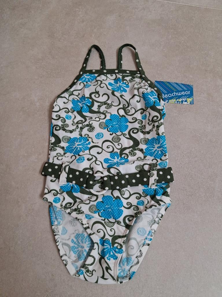 Nieuw! Mooi wit blauw badpak Beachwear maat 110, Kinderen en Baby's, Beachwear, Meisje, Ophalen of Verzenden, Nieuw