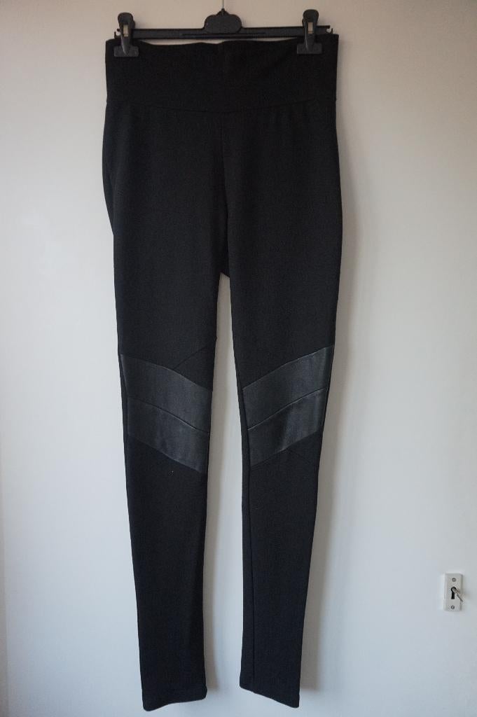Maison Scotch legging broek met leer zwart maat 3 / 38, Kleding | Dames, Maat 38/40 (M), Zwart, Zo goed als nieuw, Lang
