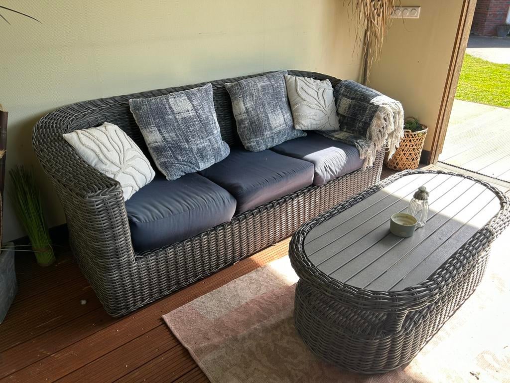 Tuinbank en tafel, Ophalen, Gebruikt, 3 zitplaatsen