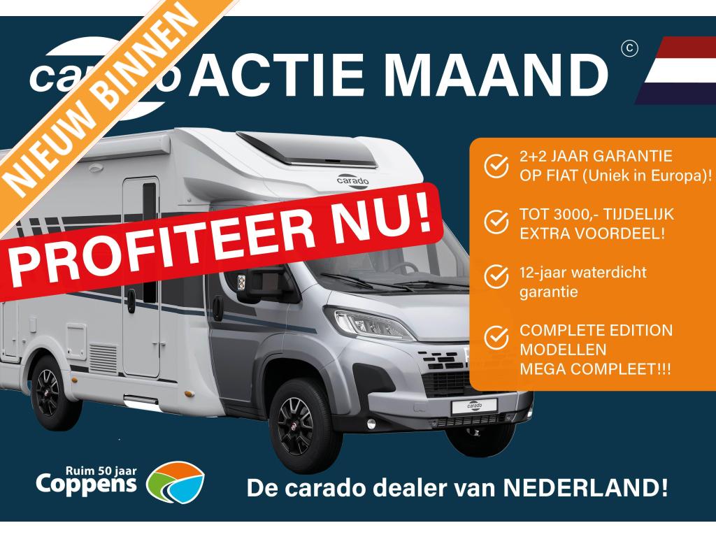 Carado T457 PRO+ AUTOMAAT + ACTIEPRIJS, Caravans en Kamperen, Campers, Automaat, Ringverwarming, Fiat, 7 tot 8 meter