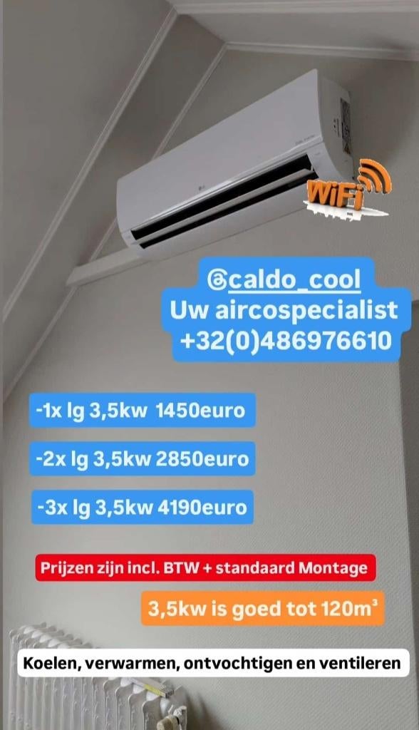 Airco met montage aan de beste prijzen over heel Nederland, Ophalen, Koelen en Ontvochtigen, Minder dan 60 m³, Nieuw