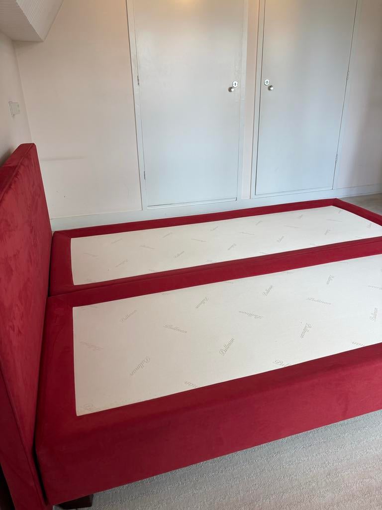 Pullman boxspring 2 persoons met achterbord - 160x200, Ophalen, Gebruikt, Tweepersoons, 200 cm