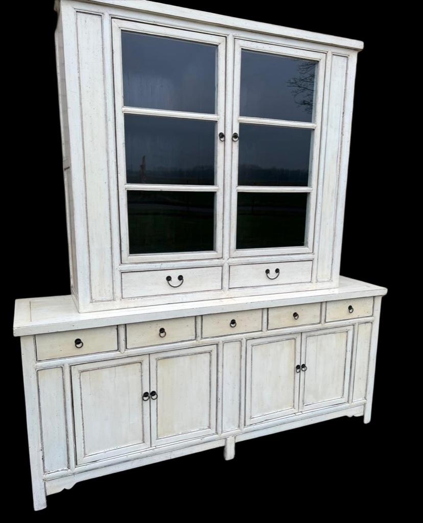 Chinese buffetkast chinees kast Bestaande 2 delen troubadour, Verburgt Vintage, Gebruikt, Met deur(en), 200 cm of meer