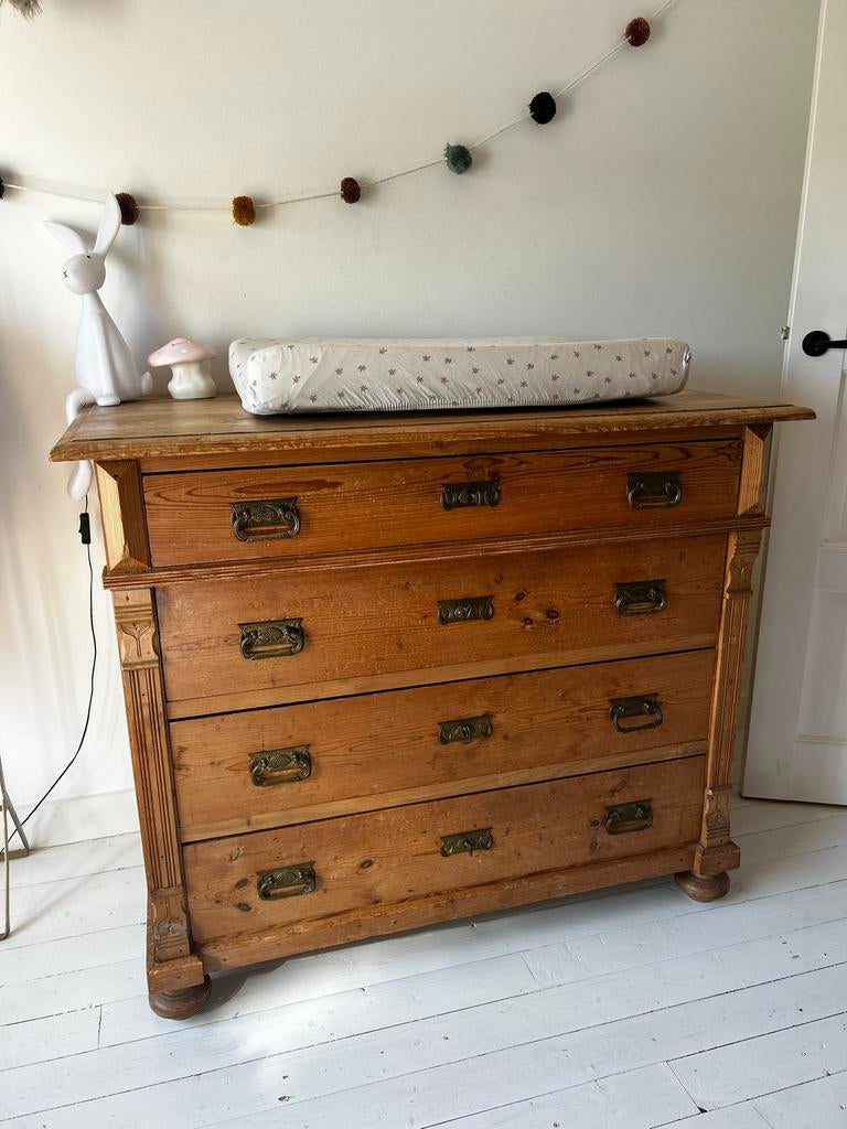 Vintage oude grenen commode ladenkast, Kinderen en Baby's, Kinderkamer | Commodes en Kasten, Ophalen