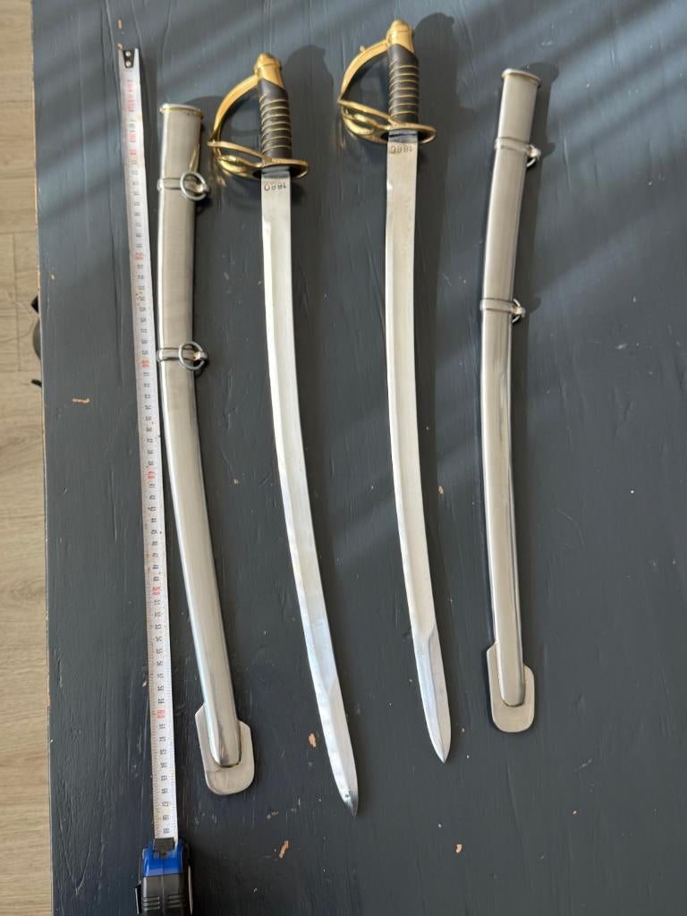 Set van 2 Sabels 1880, Ophalen of Verzenden, Landmacht, Amerika, Embleem of Badge