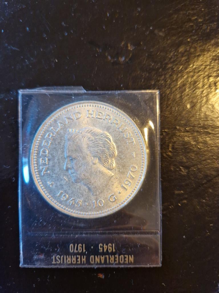 Zilveren 10 Gulden Nederland Herrijst 1945-1970 Dubbele Kop, Postzegels en Munten, Munten | Nederland, Koningin Juliana, Zilver