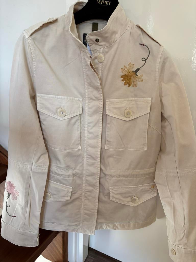 Mason's khaki jasje met geborduurde bloemen, maat 36, Kleding | Dames, Ophalen of Verzenden, Zo goed als nieuw, Maat 36 (S), Beige