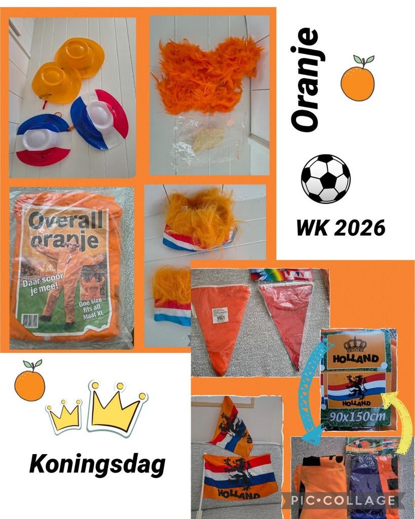 Set Oranje spullen Koningsdag/ WK voetbal, Ophalen of Verzenden, Nieuw