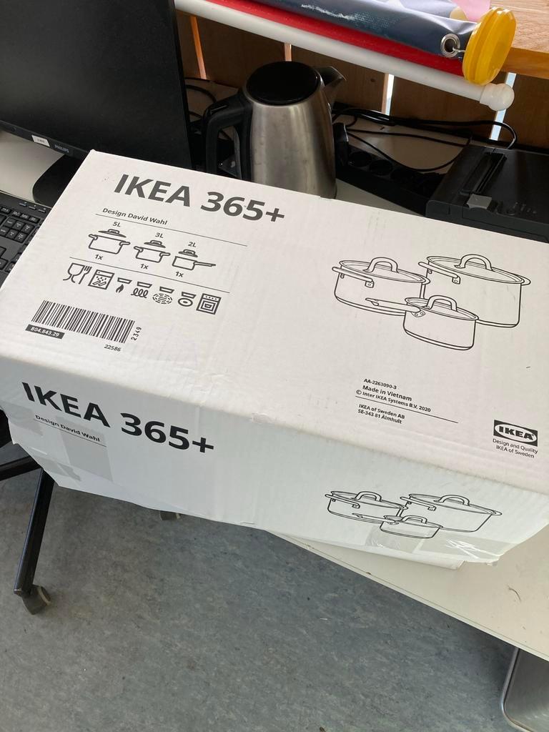 IKEA 365+ pannenset, Huis en Inrichting, Ophalen, Inductieplaat, Pannenset, Zo goed als nieuw