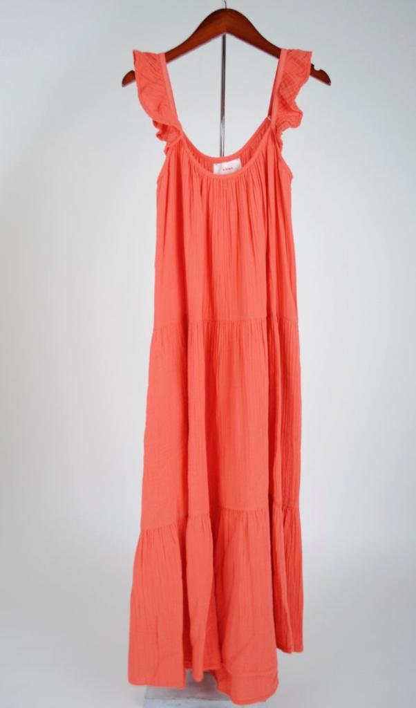 NIEUW Xirena luchtige oranje zomer jurk wafelkatoen mt L, Maat 42/44 (L), Nieuw, Oranje, Onder de knie