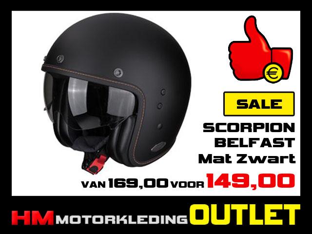 Motorhelm Scorpion Belfast Evo Solid - Mat Zwart, Info@huybersmotoren.nl, HM - Sale, Kinderen, Ophalen