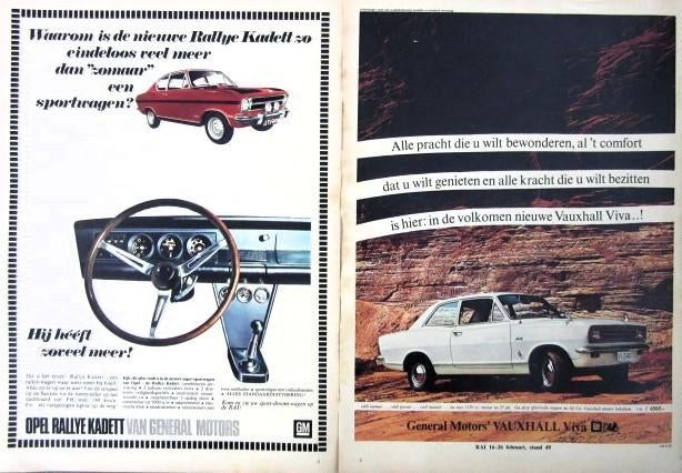 10 vintage reclames GM General Motors Opel autos 67-90 auto, Ophalen of Verzenden, Gebruikt, Auto's