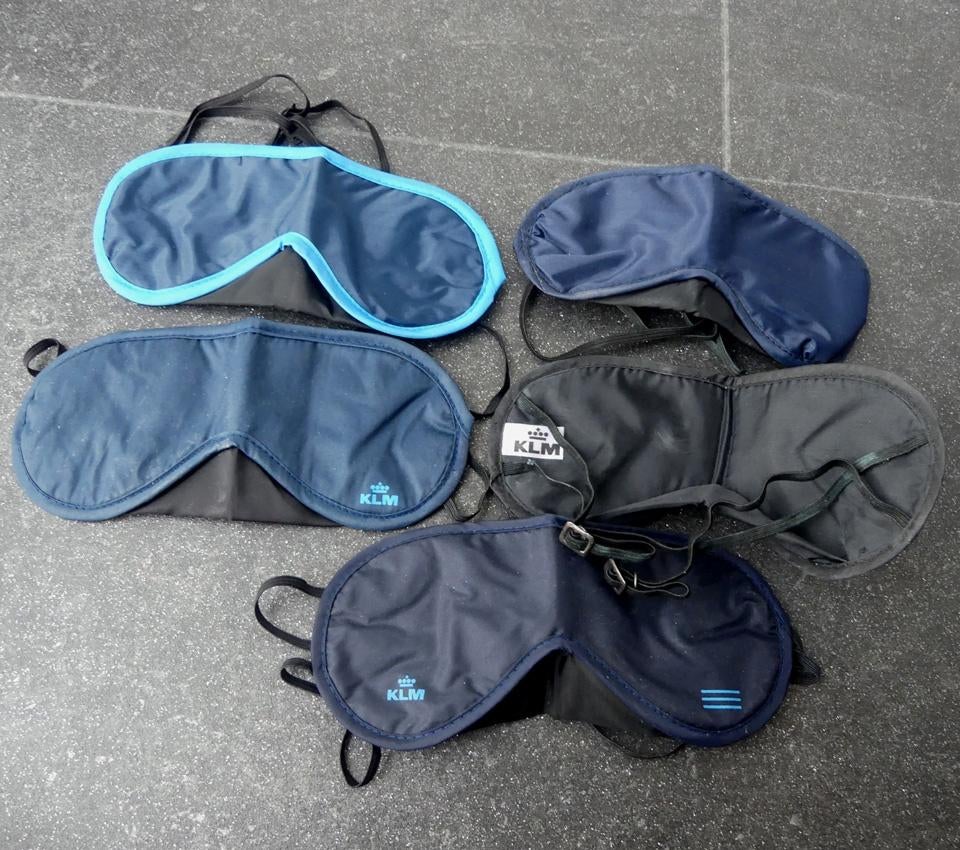KLM business class slaapmaskertjes 5 versies slaapmaskers, Ophalen of Verzenden, Zo goed als nieuw, Overige typen