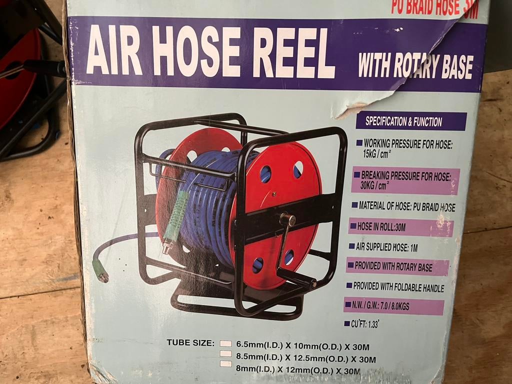 Compressor luchtslang haspel draaivoet 30 m. oprolbaar, Doe-het-zelf en Verbouw, Compressors, Ophalen, 10 bar of meer, Nieuw, Minder dan 200 liter/min