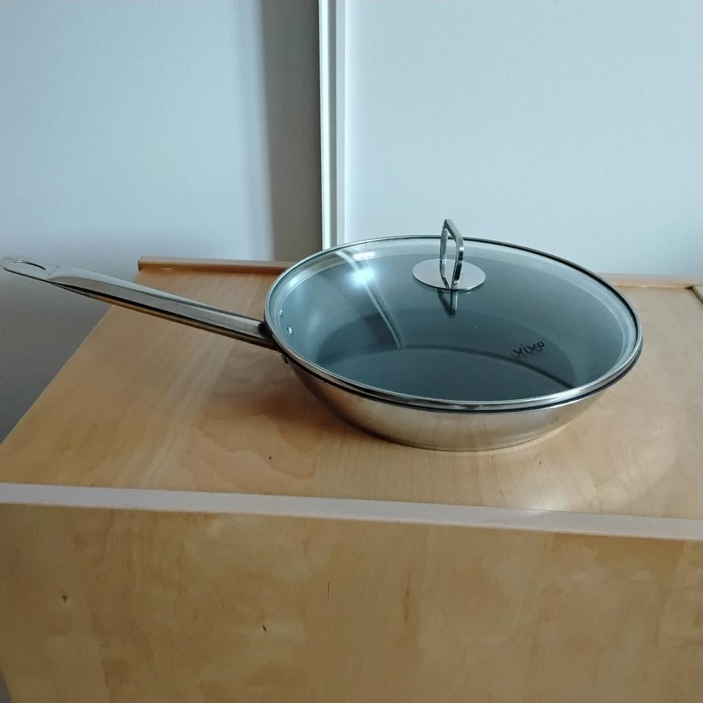 Hackman hapjespan, braadpan met Vivo deksel, doorsnee 32 cm, Huis en Inrichting, Ophalen of Verzenden, Gietijzer, Koekenpan of Braadpan