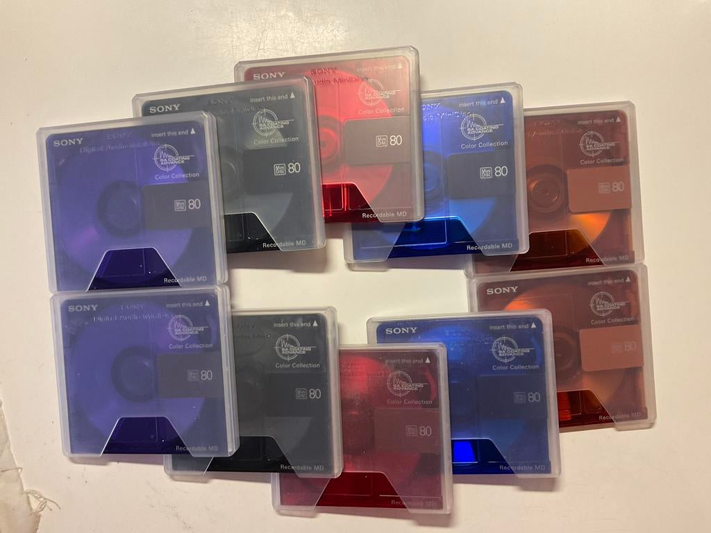 Minidisc’s. SONY COLOR COLECTION  10x als nieuw 80 minuten, Ophalen of Verzenden