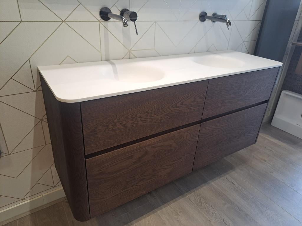 Son 4.0 Badmeubel met ronde hoeken en wastafel 140cm, 100 tot 150 cm, Nieuw, Ophalen of Verzenden, Minder dan 100 cm