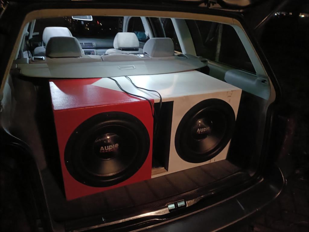 2x 15 inch Audio-System ASS 1000 RMS woofers met kist, Ophalen