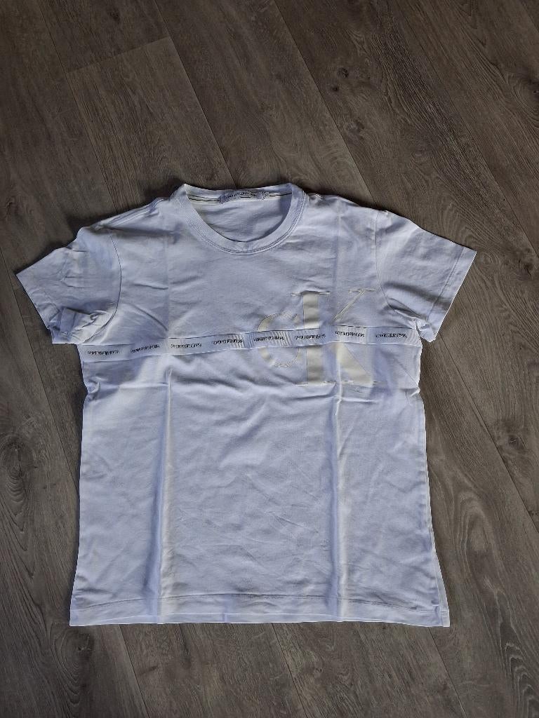 Heren shirt korte mouwen - Calvin Klein - wit - maat L, Kleding | Heren, T-shirts, Wit, Ophalen of Verzenden, Zo goed als nieuw