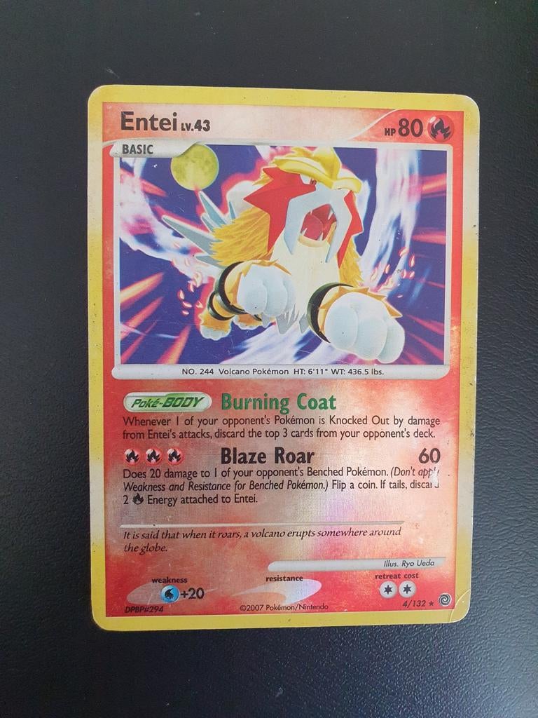 Entei 4/132 reverse holo pokemon kaart, Ophalen of Verzenden, Zo goed als nieuw
