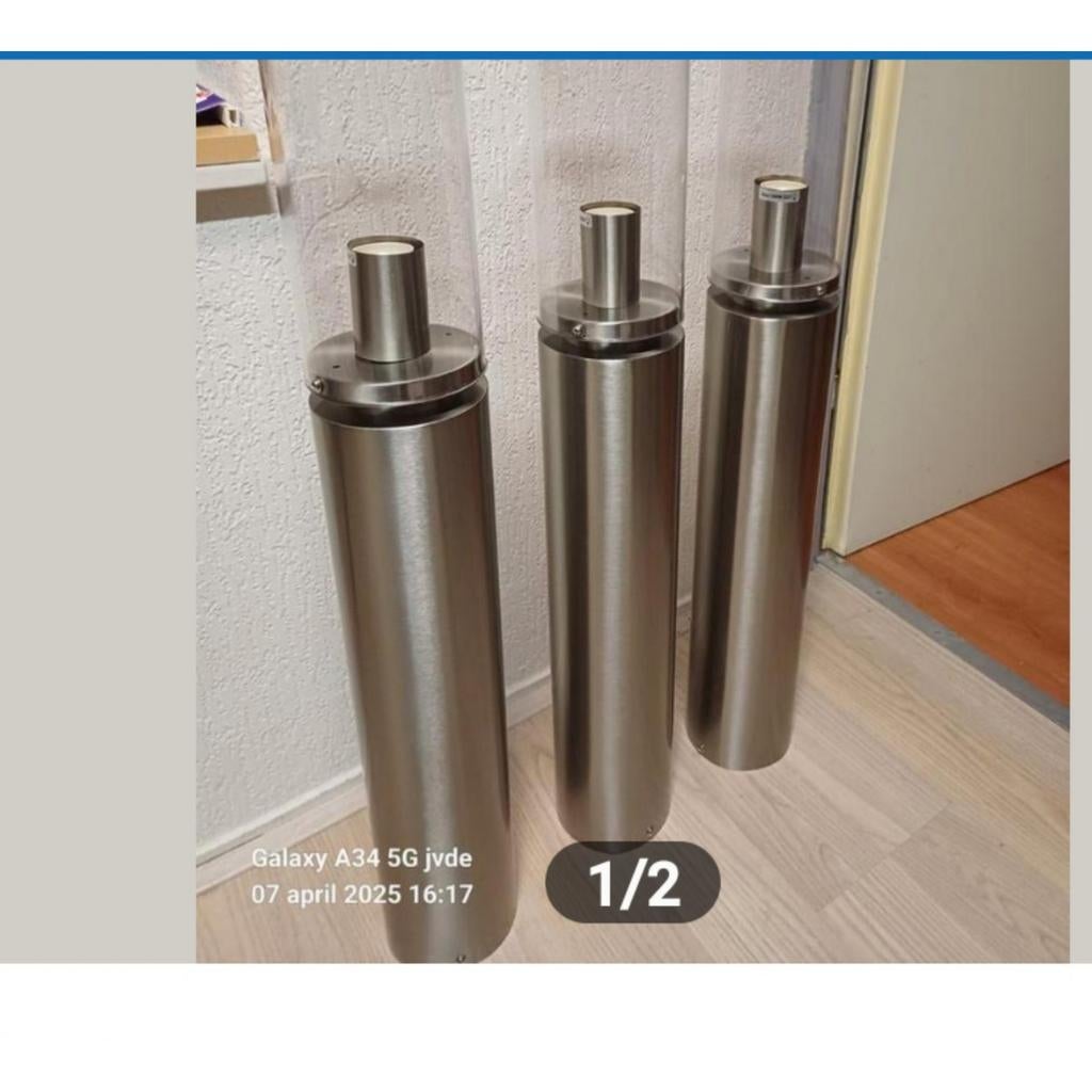 Buitenlantaarns 3x nieuw roestvrijstaal te koop, Minder dan 50 watt, Nieuw, Ophalen of Verzenden, Netvoeding
