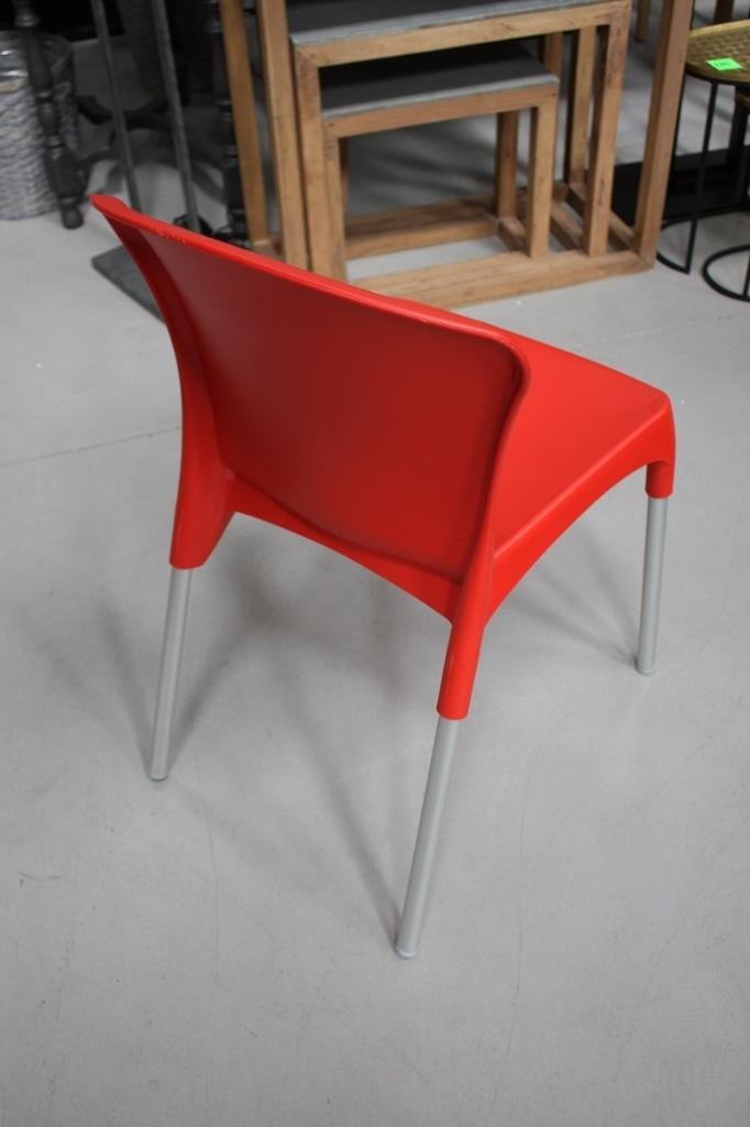Partij leuke stoelen tuinstoelen terras horeca stapelbaar, Ophalen, Nieuw, Rood, Metaal