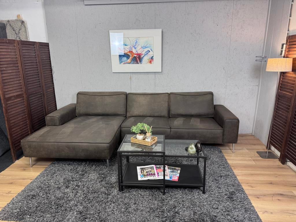 Nette Taupe Loungebank Microleer Refurbished -Gratis Bezorgd, Ophalen of Verzenden, Zo goed als nieuw, Noordkade 68A, Stof