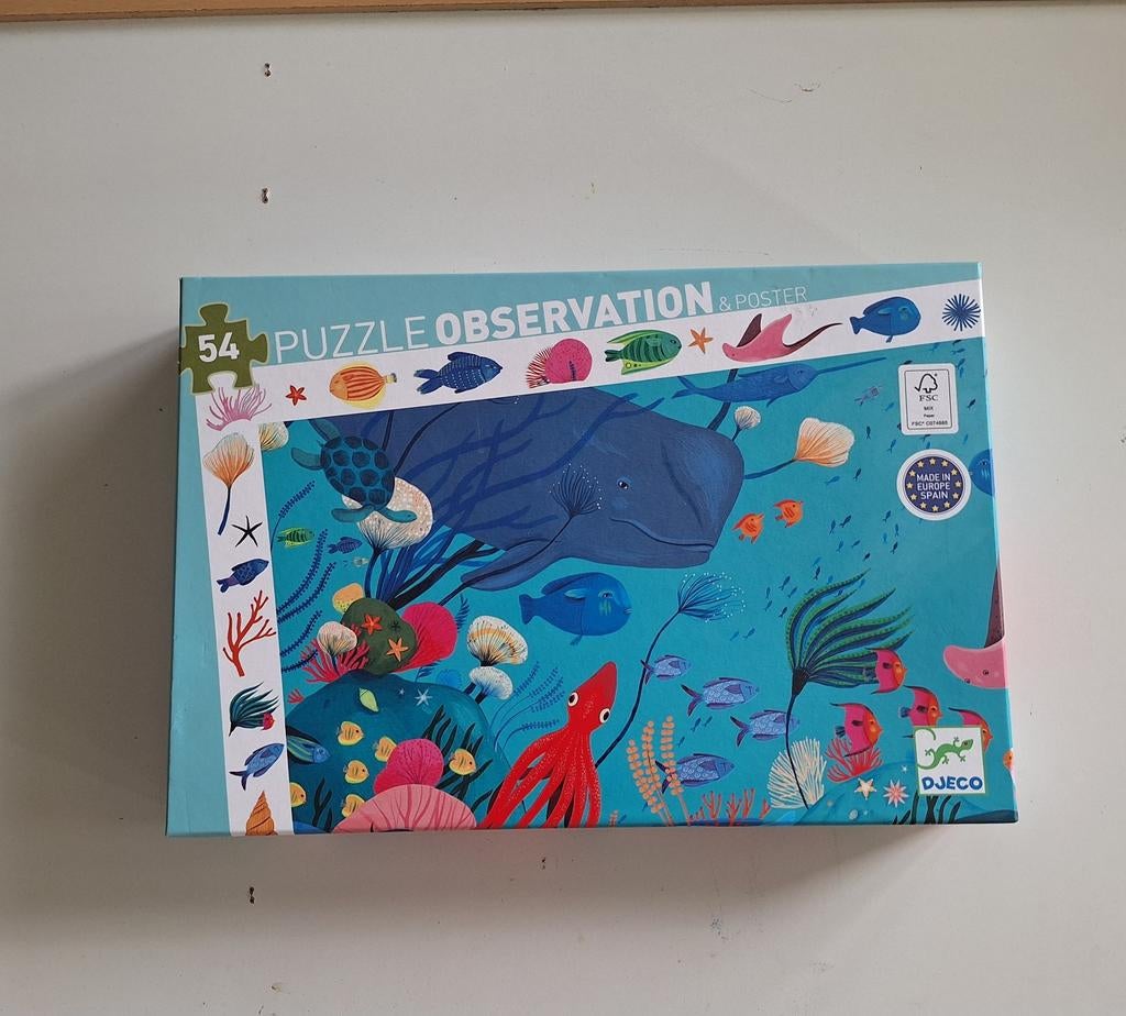 Djeco puzzel Aquatique/Oceaan/Zee puzzel 54 stukjes, Ophalen of Verzenden, Meer dan 50 stukjes, Zo goed als nieuw, 4 tot 6 jaar