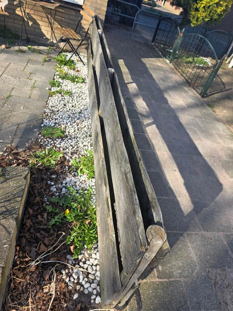 Houten schuttingdelen straattegels witte steentjes, Tuin en Terras, Ophalen, Minder dan 3 meter, Hout, 1 tot 2 meter