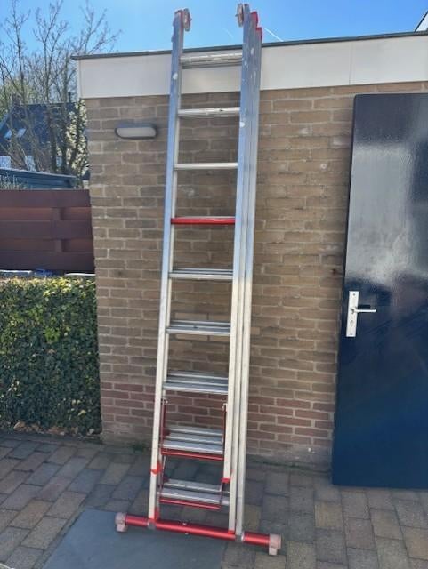 3-Delige aluminium uitschuifbare Altrex ladder, Ophalen, Gebruikt, Ladder, Opvouwbaar of Inschuifbaar