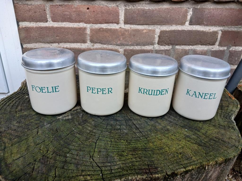 Emaille kruidenbusjes set van 4, Ophalen of Verzenden