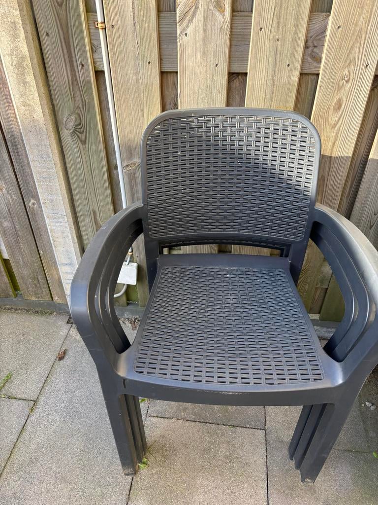 3x Kunststof tuinstoelen Allibert - Zo goed als nieuw, Ophalen, Zo goed als nieuw, Kunststof, Stapelbaar