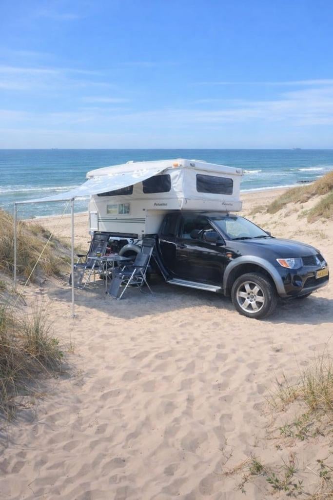 4X4 pickup met popup-camperunit UNIEKE KANS Mitsubishi l200, Overige merken, Chemisch toilet, Buscamper of Camperbus, 7 tot 12 maanden geleden