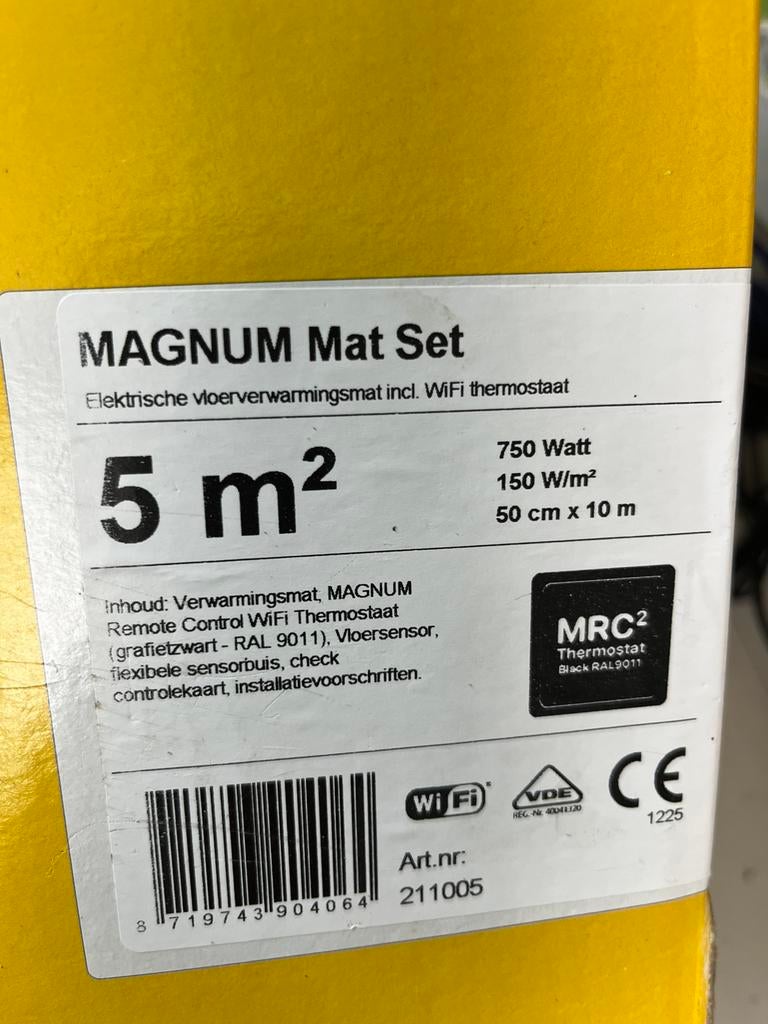 MAGNUM vloerverwarmingmat 5m2, Minder dan 4 cm, Overige materialen, Nieuw, 5 tot 10 m²