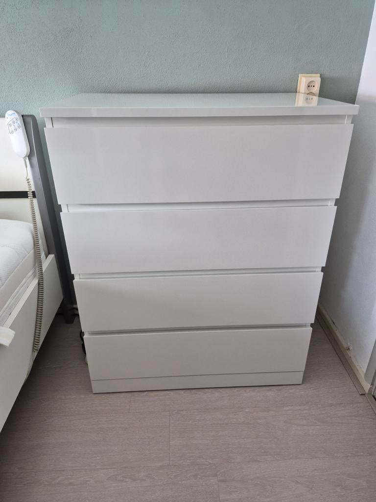 IKEA MALM ladekast wit met 4 lades, Ophalen, Gebruikt, Modern, Scandinavisch, 100 tot 150 cm