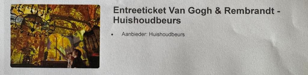 2 Tickets Van Gogh & Rembrandt in de Noorderkerk, Tickets en Kaartjes, Twee personen, Ticket of Toegangskaart