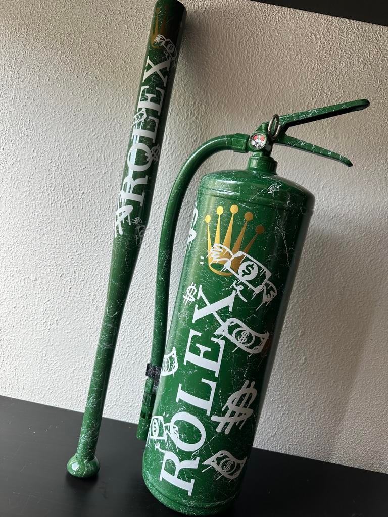 Decoratieve honkbalknuppel en brandblusser (Rolex-stijl), Huis en Inrichting, Brandblussers en Brandkasten, Ophalen of Verzenden