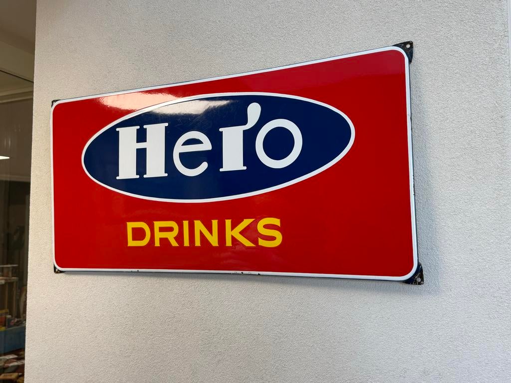 Vintage Hero Drinks Emaille Reclamebord, Ophalen