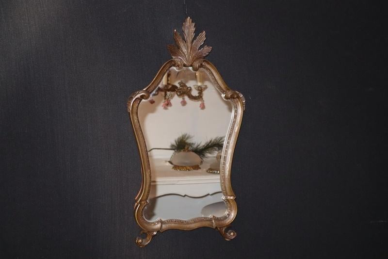 Sierlijke spiegel met kuif en houten lijst, Ophalen, Overige vormen, Minder dan 50 cm