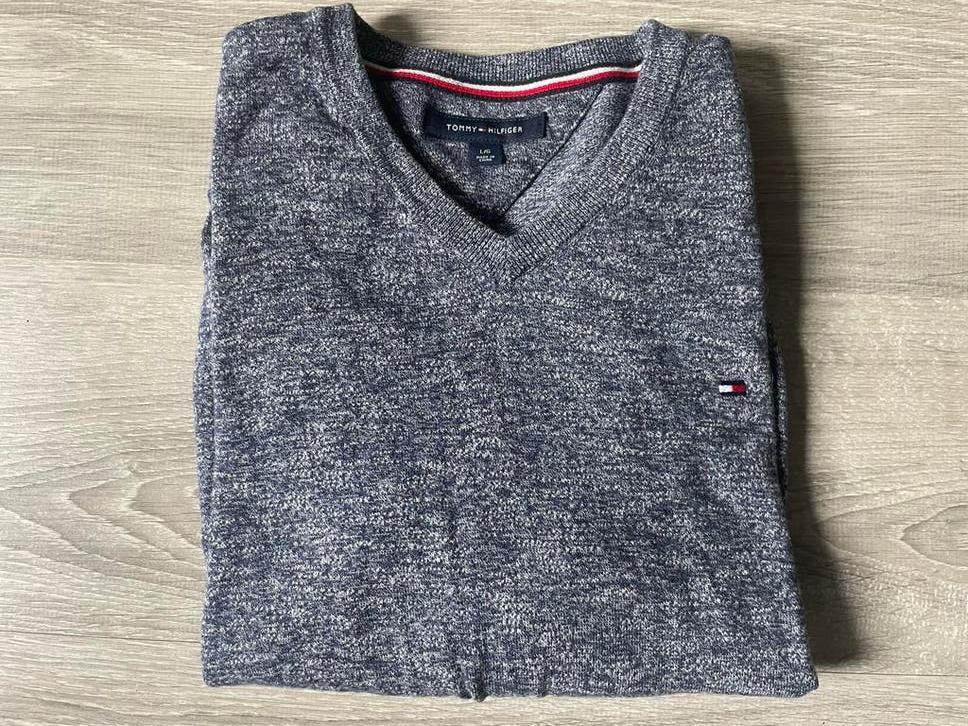 Tommy Hilfiger V-hals trui, maat L, Ophalen of Verzenden, Zo goed als nieuw, Maat 52/54 (L), Blauw