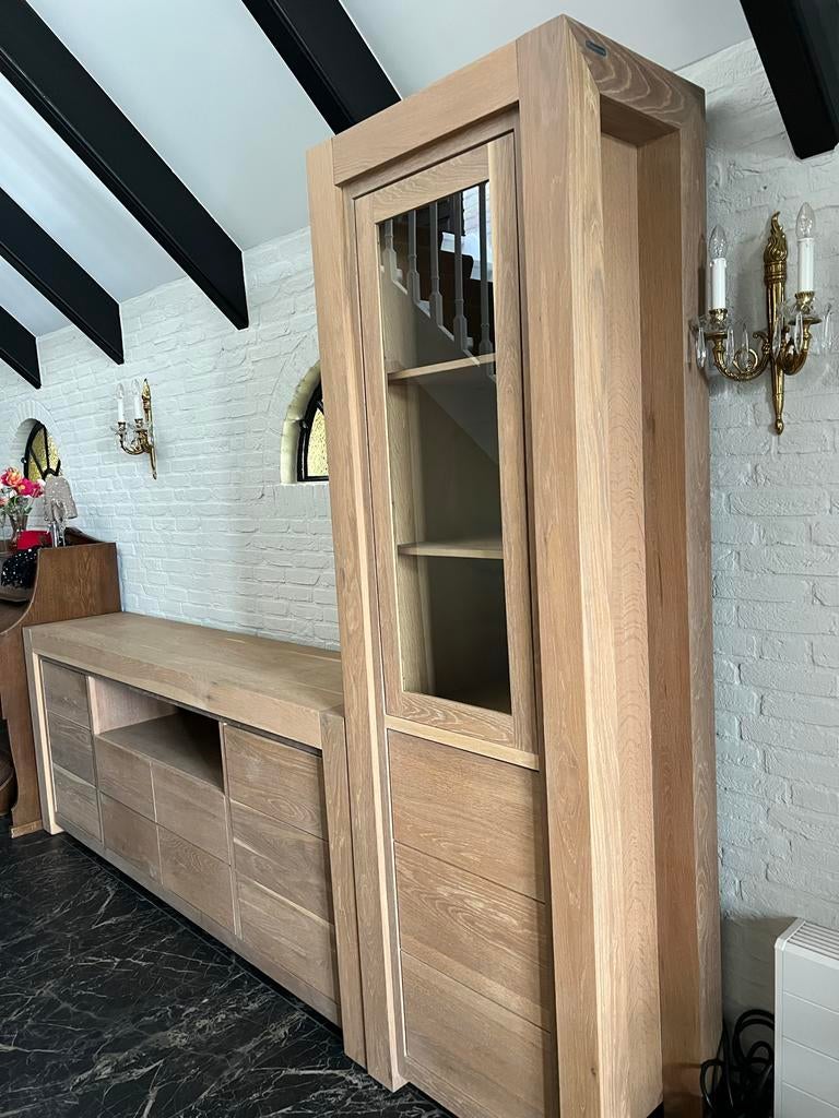 Fairwood! Massief Eiken Vitrinekast kast met dressoir, Ophalen, Eikenhout, 50 tot 100 cm, Zo goed als nieuw