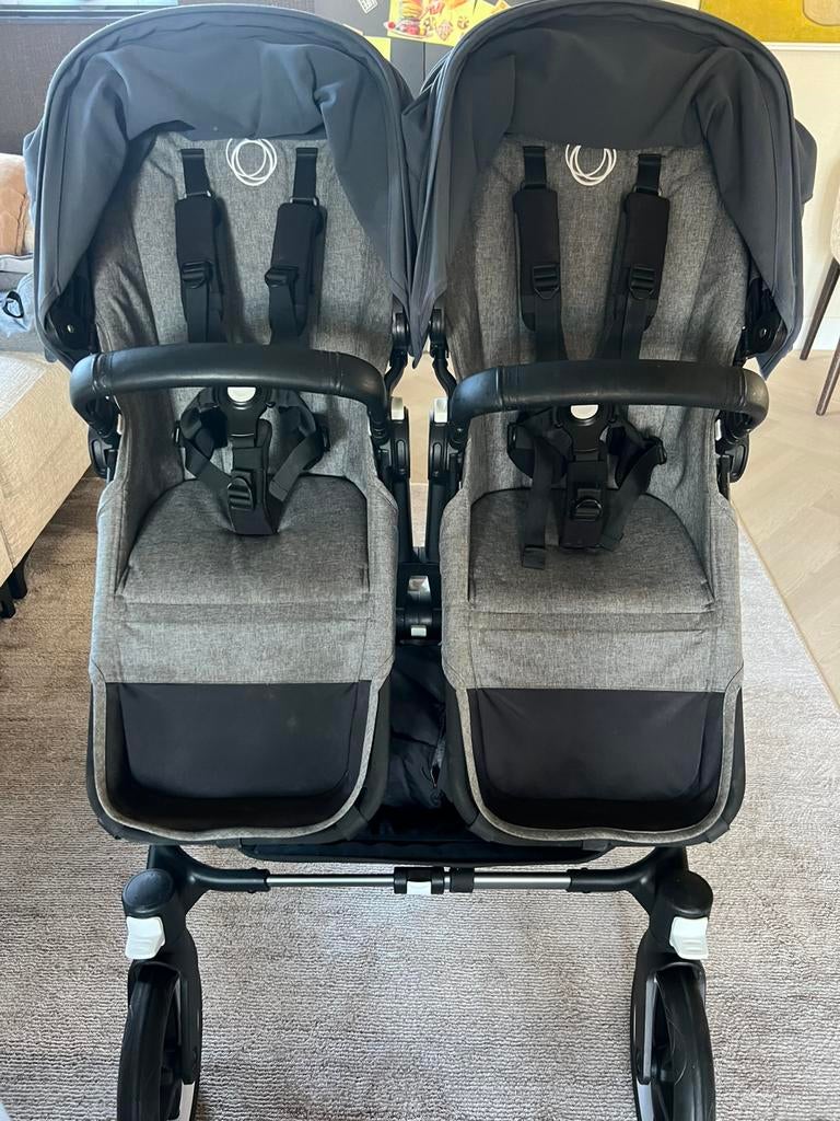 Bugaboo Donkey5 DUOwagen GraphiteGreyblue + accessoires, Zo goed als nieuw, Ophalen, Kinderwagen, Duowagen